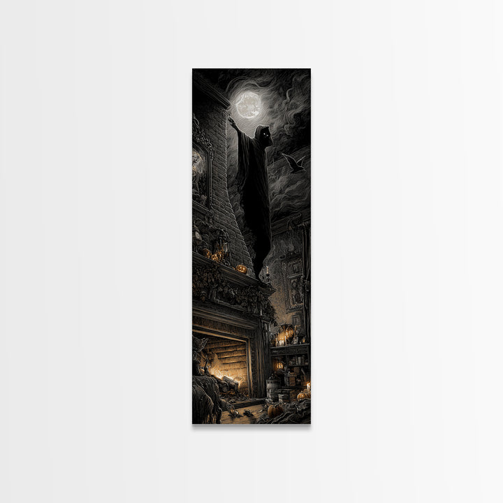 The Chimney Phantom, Tall Narrow Wall Art, Spooky Home Decor, Canvas Print, Halloween Wall Decor, Gothic Home Decor, Spooky Wall Decor