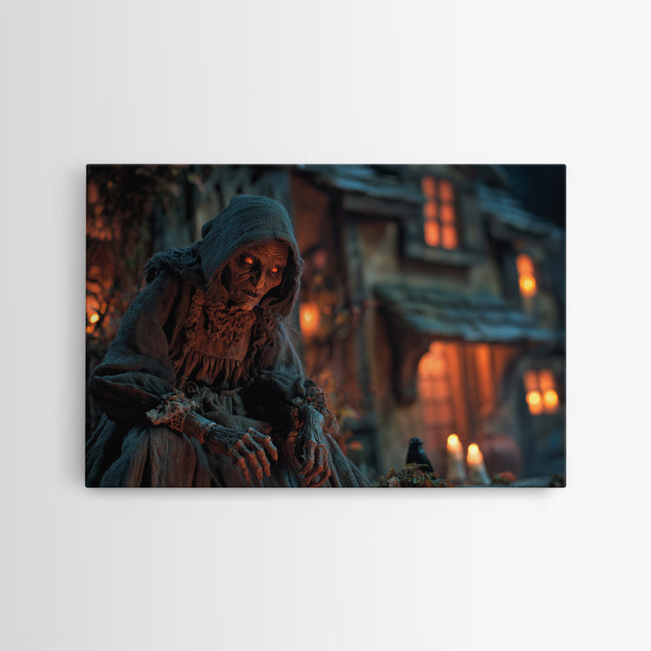 The Red-Eyed Night Hag, Landscape Wall Art, Spooky Home Decor, Canvas Print, Halloween Wall Decor, Gothic Home Decor, Dark Fantasy Art