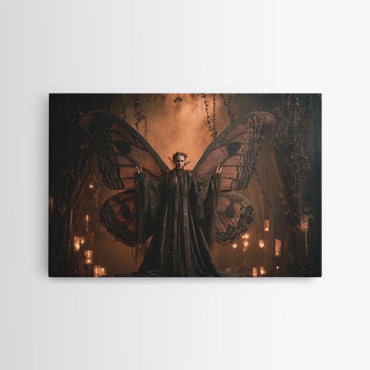 The Velvet Moth Witch, Landscape Wall Art, Spooky Home Decor, Canvas Print, Halloween Wall Decor, Gothic Home Decor, Halloween Wall Art