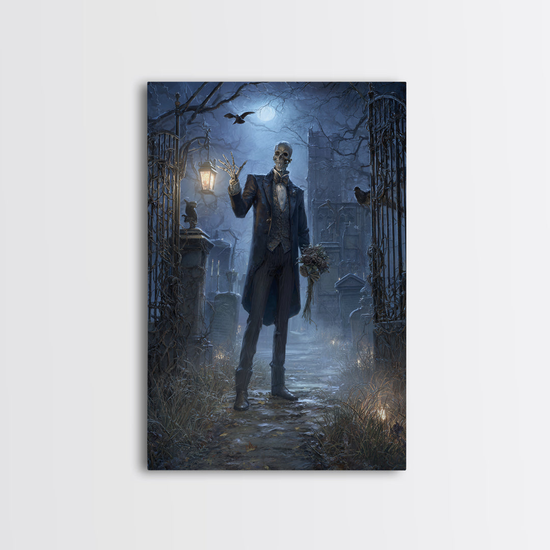The Ghostly Groom, Vertical Wall Art, Spooky Home Decor, Canvas Print, Halloween Wall Decor, Gothic Home Decor, Dark Fantasy Art