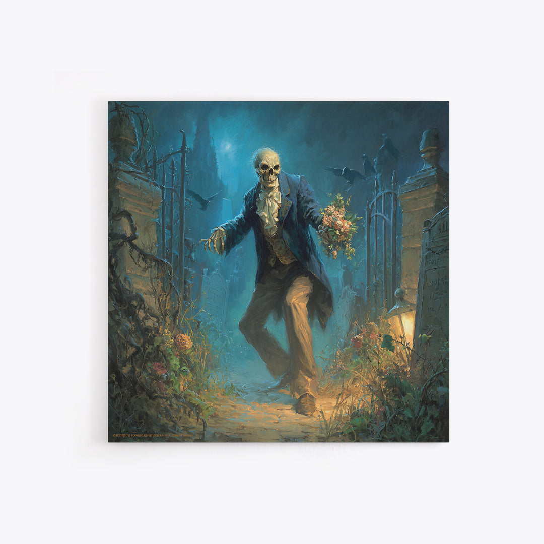 The Ghostly Groom, Square Wall Art, Gothic Horror Wall Art, Framed Canvas Print, Halloween Wall Decor, Gothic Home Decor