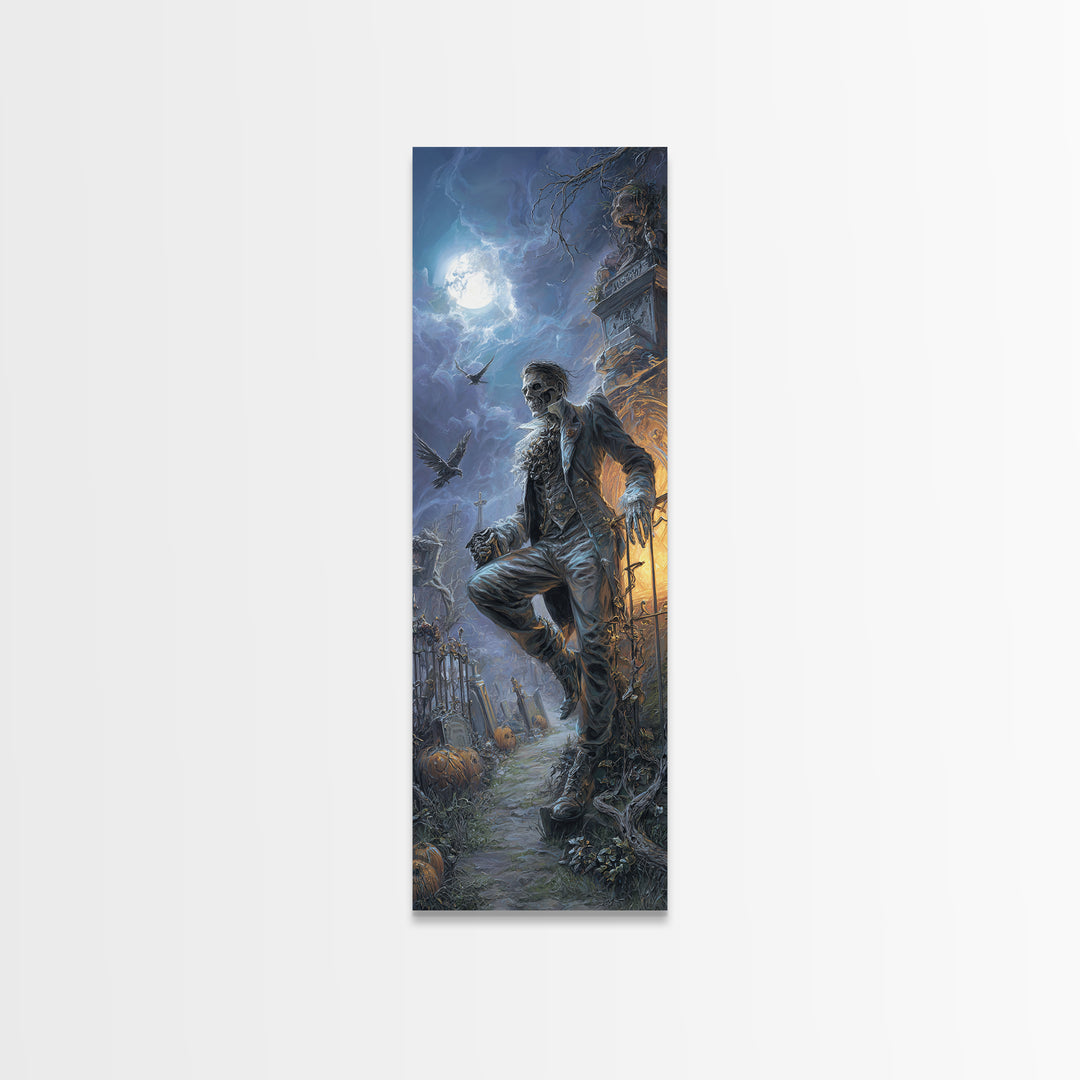 The Ghostly Groom, Tall Narrow Wall Art, Macabre Wall Art, Framed Canvas Print, Halloween Wall Decor, Gothic Home Decor, Seasonal Home Decor