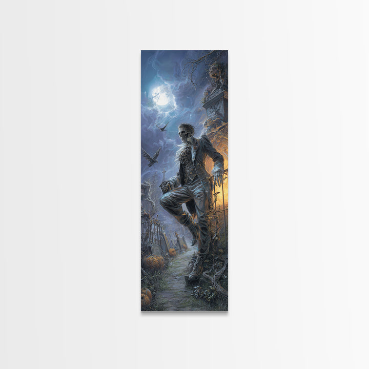 The Ghostly Groom, Tall Narrow Wall Art, Macabre Wall Art, Framed Canvas Print, Halloween Wall Decor, Gothic Home Decor, Seasonal Home Decor