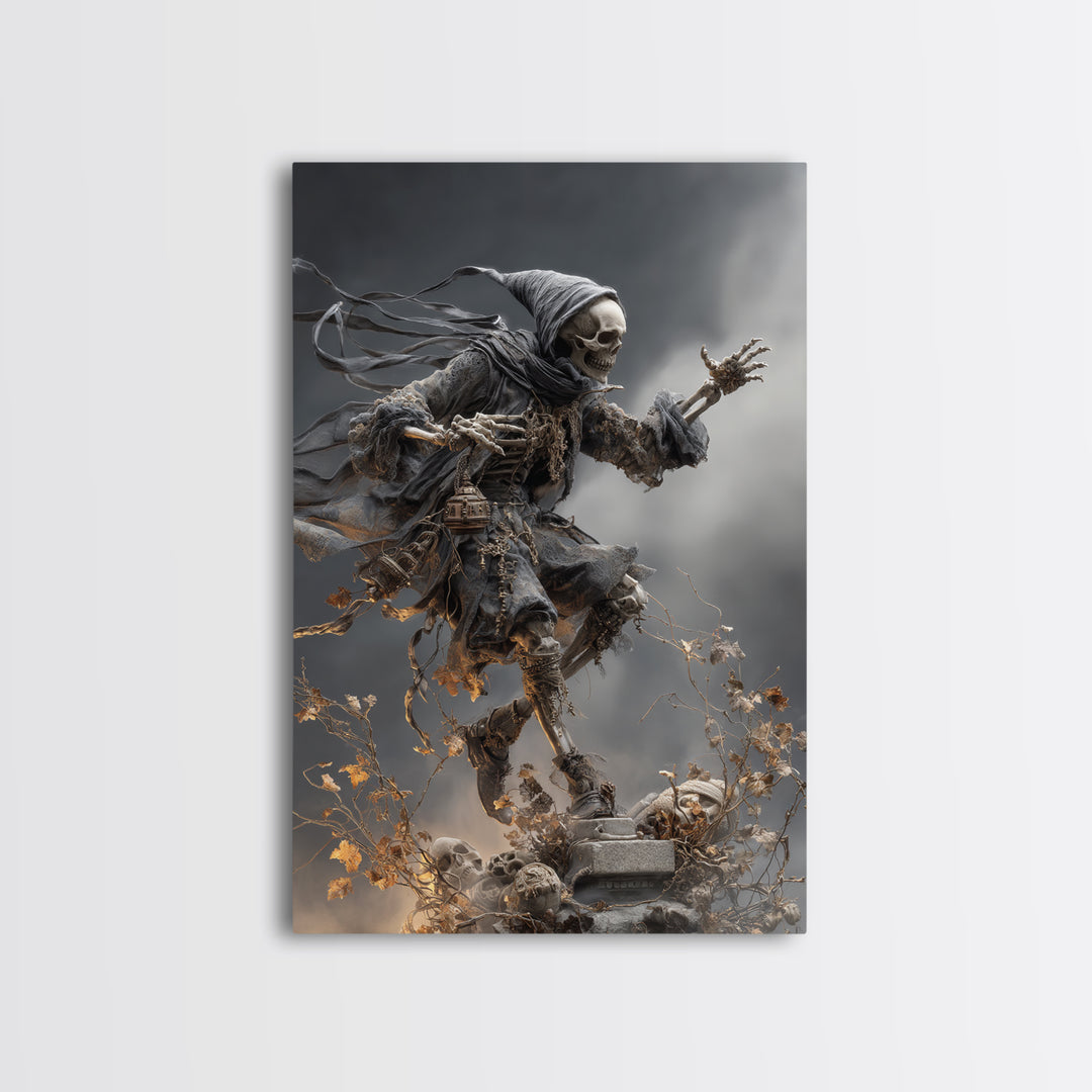 The Phantom Jester, Vertical Wall Art, Spooky Home Decor, Canvas Print, Halloween Wall Decor, Gothic Home Decor, Dark Fantasy Art