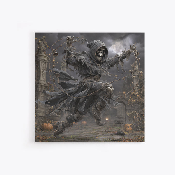 The Phantom Jester, Square Wall Art, Spooky Home Decor, Canvas Print, Halloween Wall Decor, Gothic Home Decor, Macabre Wall Art