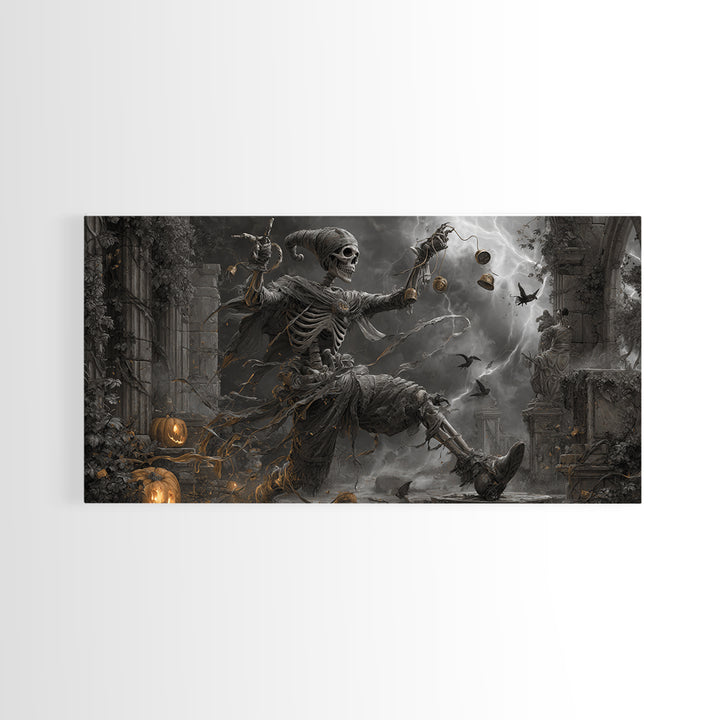The Phantom Jester, Wide Panoramic Art, Spooky Home Decor, Canvas Print, Halloween Wall Decor, Gothic Home Decor, Collectible Wall Decor