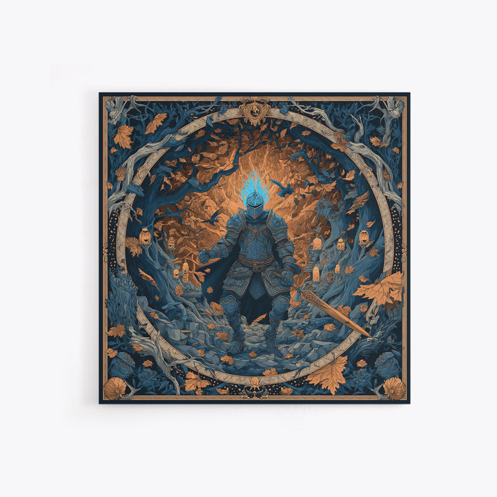 The Spectral Knight, Square Wall Art, Haunted Gothic Art, Framed Canvas Print, Halloween Wall Decor, Gothic Home Decor