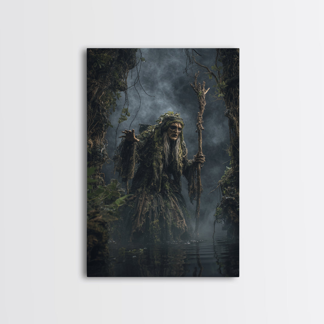 The Swamp Witch, Vertical Wall Art, Dark Halloween Decor, Canvas Print, Halloween Wall Decor, Gothic Home Decor, Seasonal Home Decor