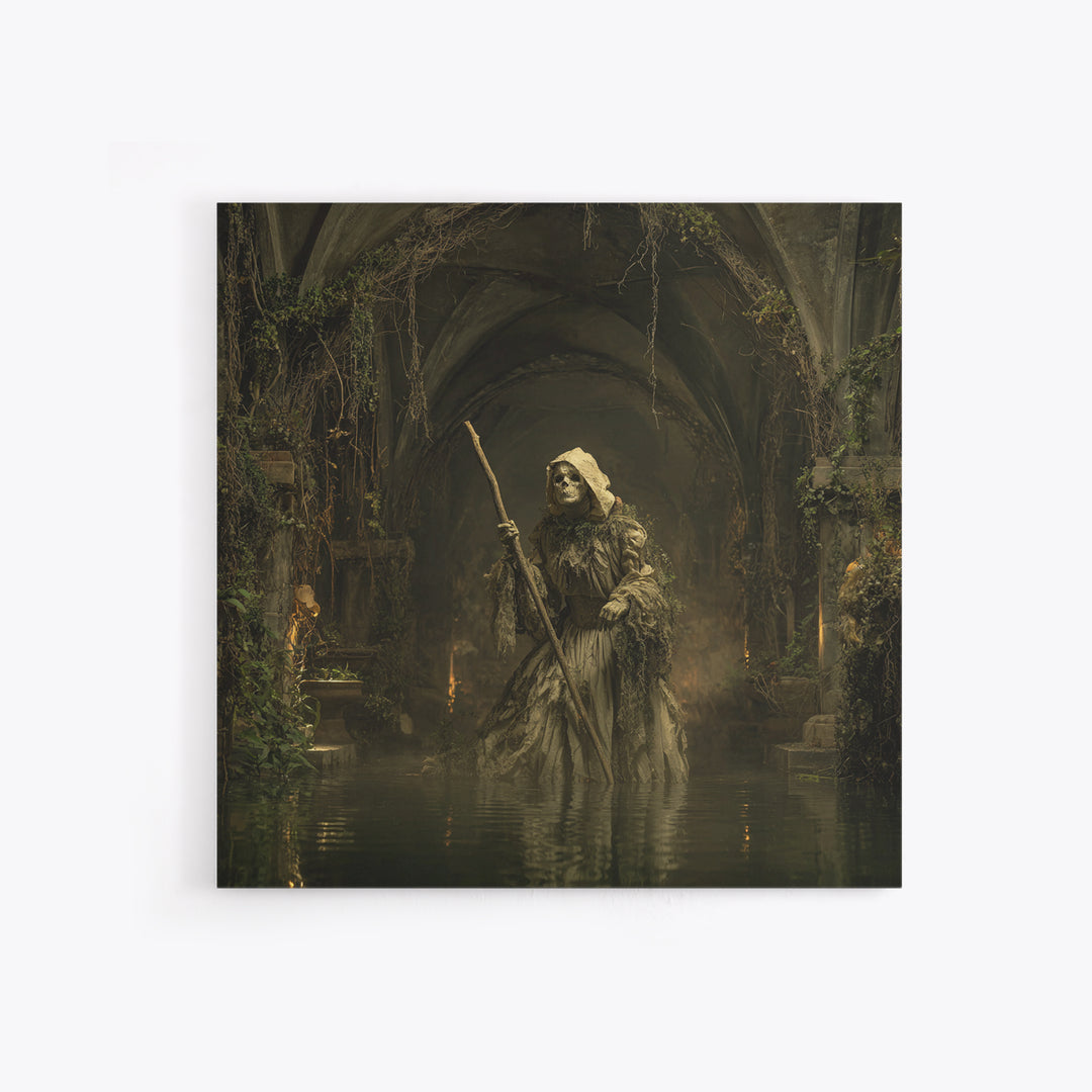 The Swamp Witch, Square Wall Art, Macabre Wall Art, Framed Canvas Print, Halloween Wall Decor, Gothic Home Decor, Seasonal Home Decor