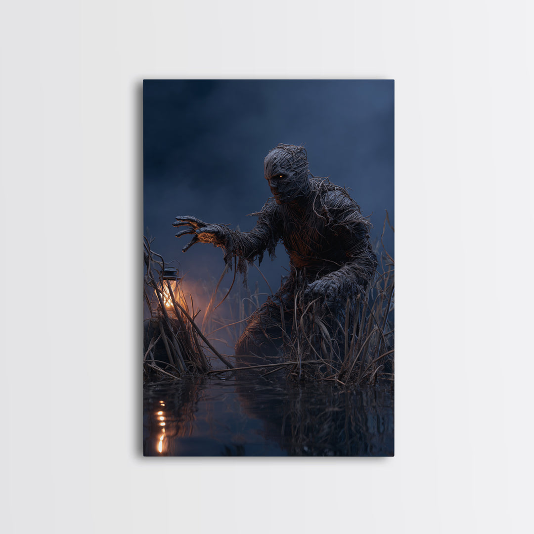 The Bog Mummy, Vertical Wall Art, Haunted Gothic Art, Framed Canvas Print, Halloween Wall Decor, Gothic Home Decor, Horror Wall Art