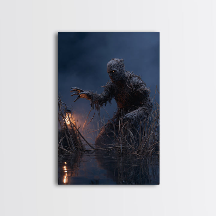 The Bog Mummy, Vertical Wall Art, Haunted Gothic Art, Framed Canvas Print, Halloween Wall Decor, Gothic Home Decor, Horror Wall Art