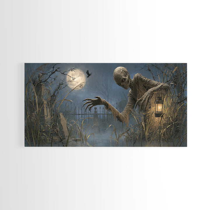 The Bog Mummy, Wide Panoramic Art, Dark Fantasy Wall Art, Canvas Print, Halloween Wall Decor, Gothic Home Decor, Dark Fantasy Art
