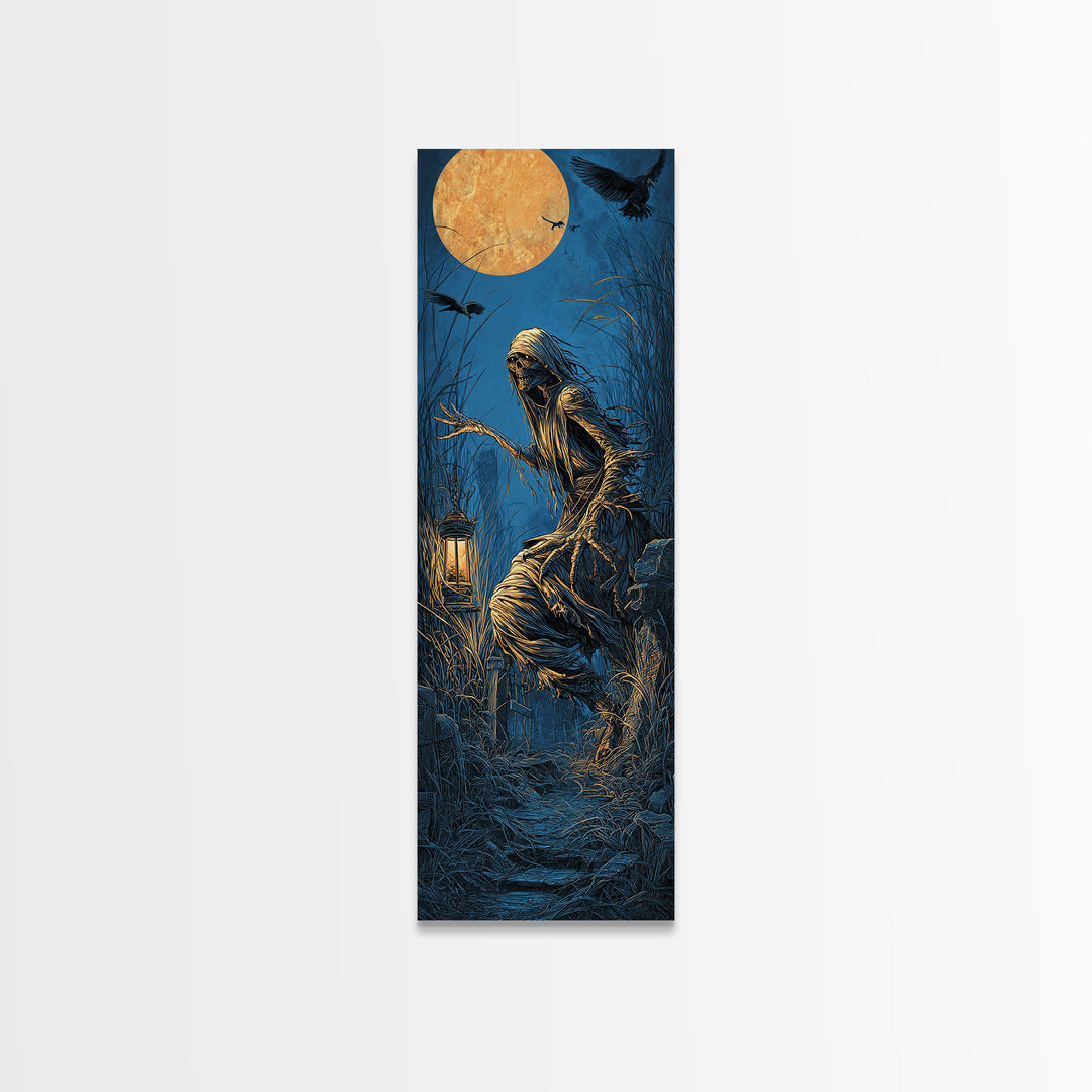 The Bog Mummy, Tall Narrow Wall Art, Dark Fantasy Wall Art, Canvas Print, Halloween Wall Decor, Gothic Home Decor, Statement Wall Art