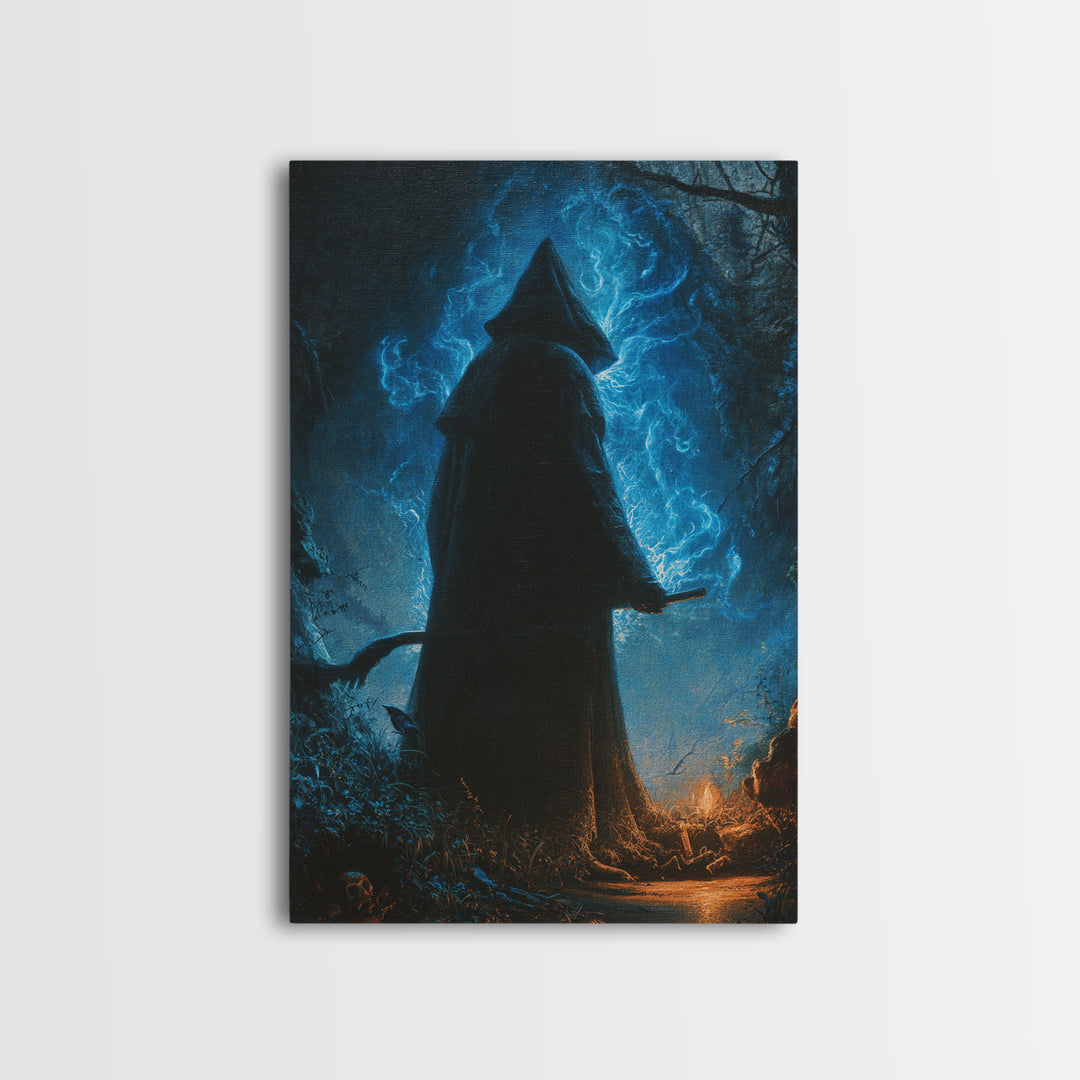 The Will-O'-The-Wisp Shepherd, Vertical Wall Art, Dark Fantasy Wall Art, Canvas Print, Halloween Wall Decor, Gothic Home Decor