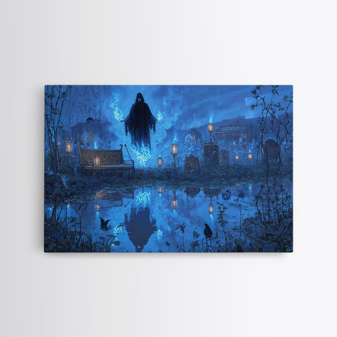 The Will-O'-The-Wisp Shepherd, Landscape Wall Art, Dark Halloween Decor, Canvas Print, Halloween Wall Decor, Gothic Home Decor