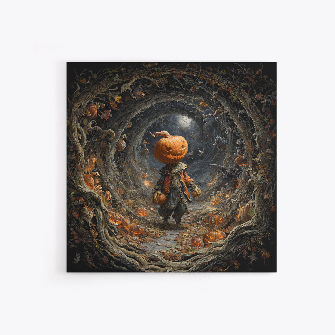 The Pumpkin Patch Goblin, Square Wall Art, Haunted Gothic Art, Framed Canvas Print, Halloween Wall Decor, Gothic Home Decor