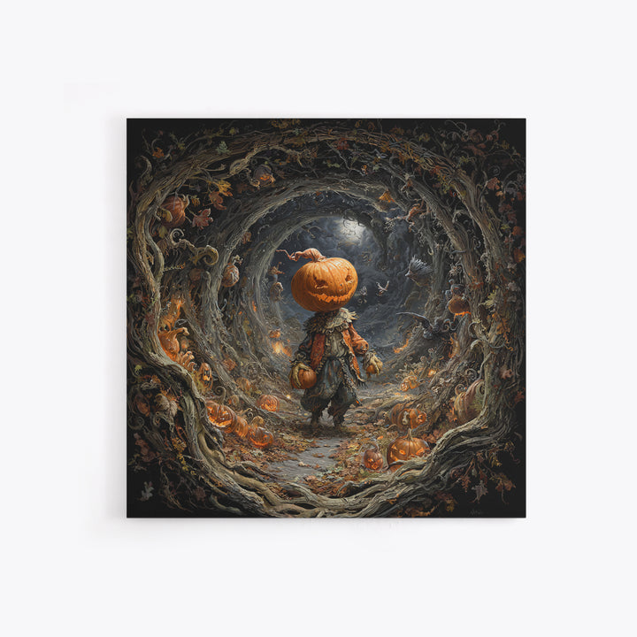 The Pumpkin Patch Goblin, Square Wall Art, Haunted Gothic Art, Framed Canvas Print, Halloween Wall Decor, Gothic Home Decor