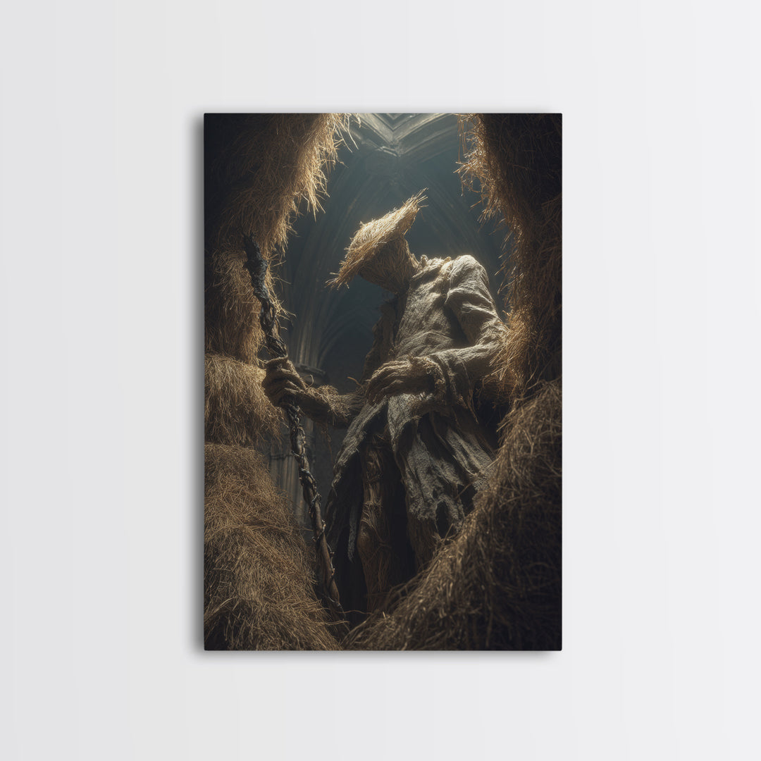 The Cornfield Crawler, Vertical Wall Art, Macabre Wall Art, Framed Canvas Print, Halloween Wall Decor, Gothic Home Decor, Halloween Wall Art