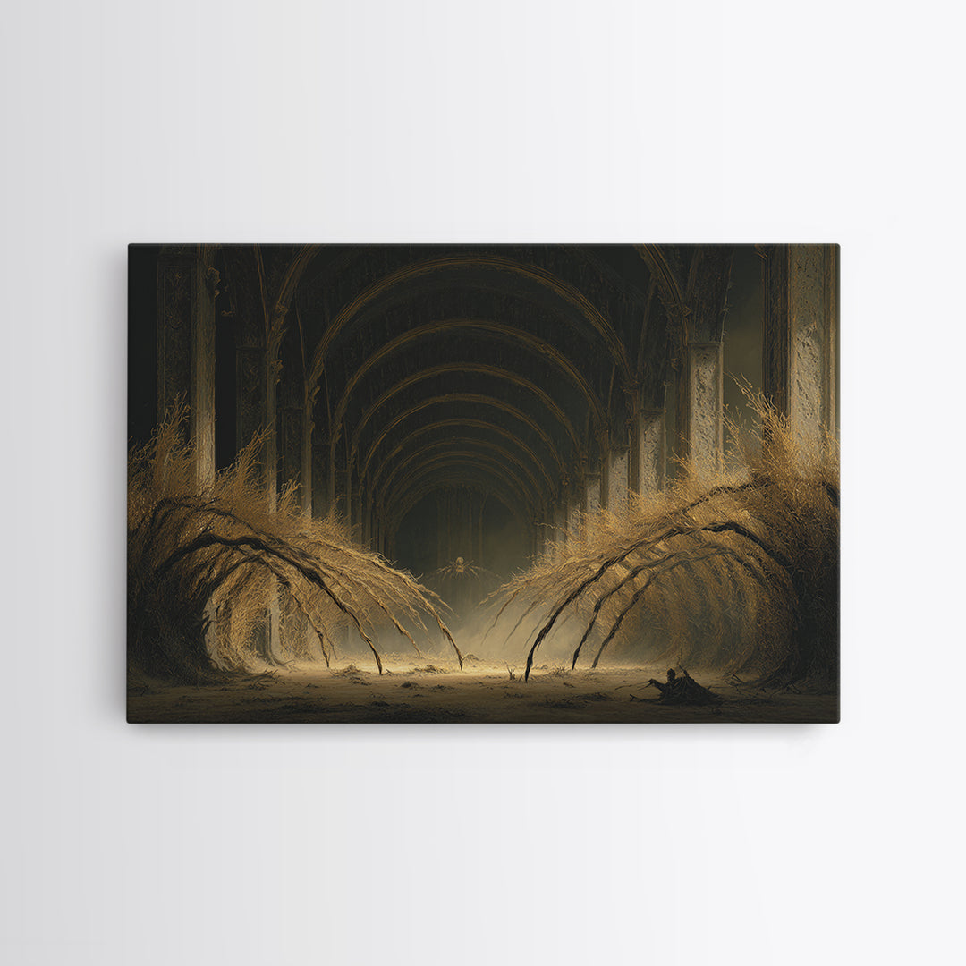 The Cornfield Crawler, Landscape Wall Art, Haunted Gothic Art, Framed Canvas Print, Halloween Wall Decor, Gothic Home Decor