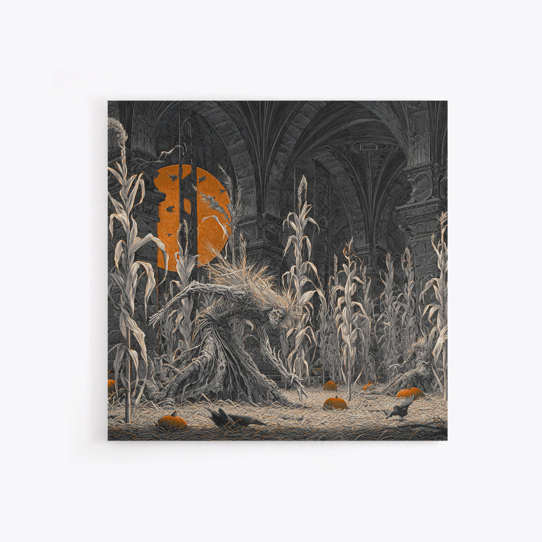 The Cornfield Crawler, Square Wall Art, Gothic Horror Wall Art, Framed Canvas Print, Halloween Wall Decor, Gothic Home Decor