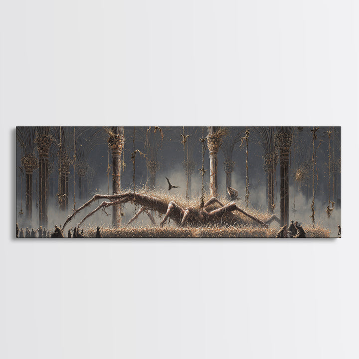 The Cornfield Crawler, Extra Wide Wall Art, Haunted Gothic Art, Framed Canvas Print, Halloween Wall Decor, Gothic Home Decor