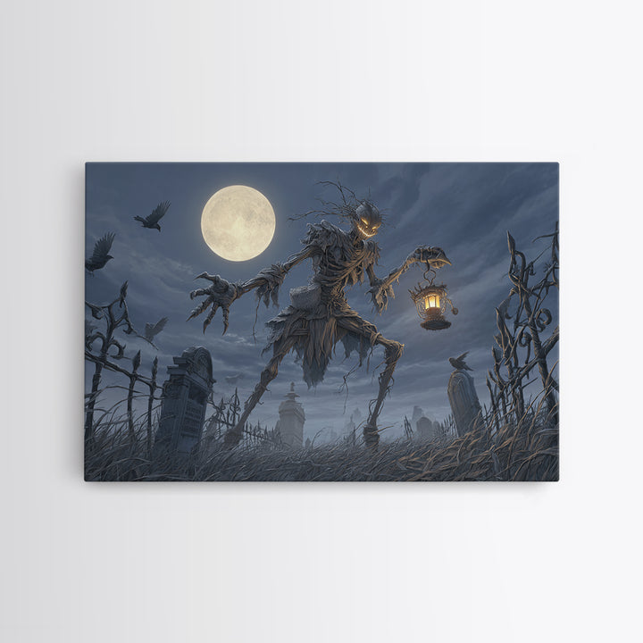 The Harvest Demon, Landscape Wall Art, Haunted Gothic Art, Framed Canvas Print, Halloween Wall Decor, Gothic Home Decor, Seasonal Home Decor