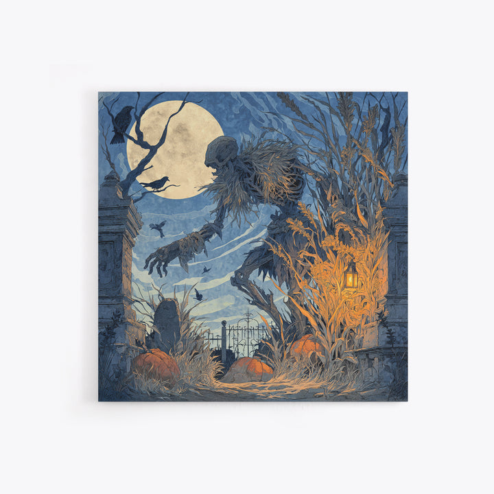 The Harvest Demon, Square Wall Art, Spooky Home Decor, Canvas Print, Halloween Wall Decor, Gothic Home Decor, Dark Fantasy Art