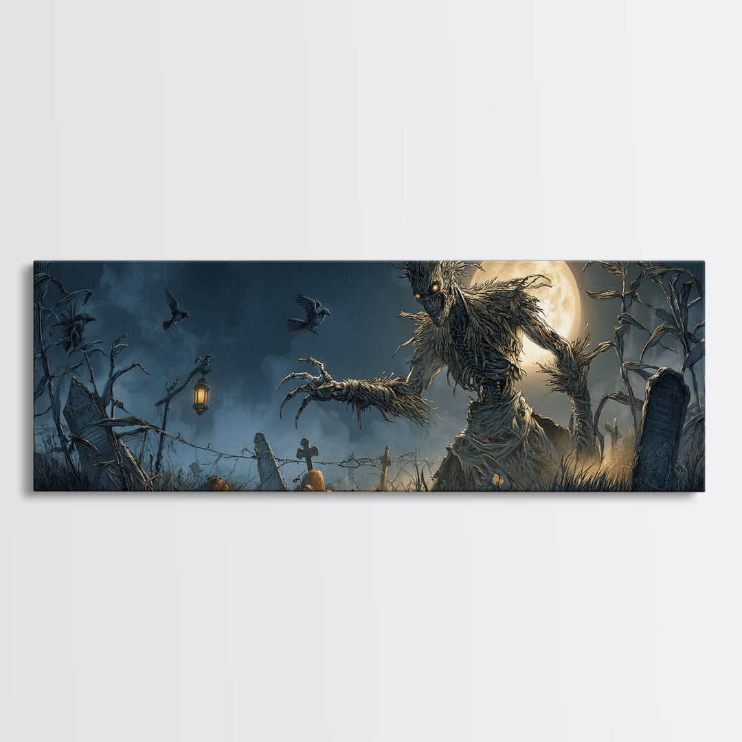 The Harvest Demon, Extra Wide Wall Art, Haunted Gothic Art, Framed Canvas Print, Halloween Wall Decor, Gothic Home Decor, Horror Wall Art