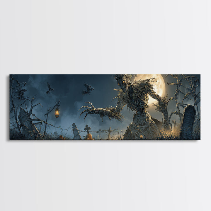 The Harvest Demon, Extra Wide Wall Art, Haunted Gothic Art, Framed Canvas Print, Halloween Wall Decor, Gothic Home Decor, Horror Wall Art