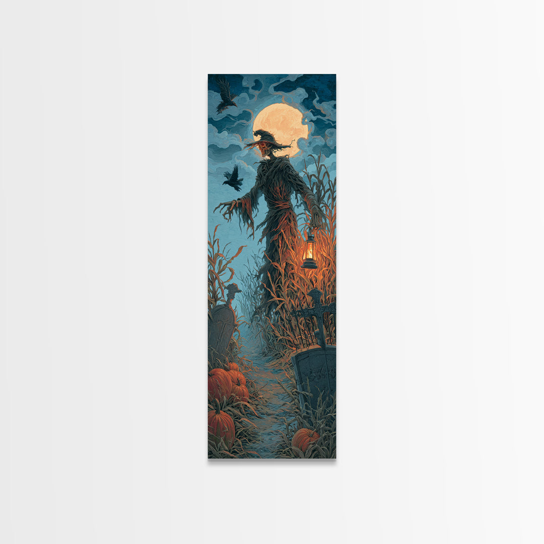 The Harvest Demon, Tall Narrow Wall Art, Gothic Horror Wall Art, Framed Canvas Print, Halloween Wall Decor, Gothic Home Decor
