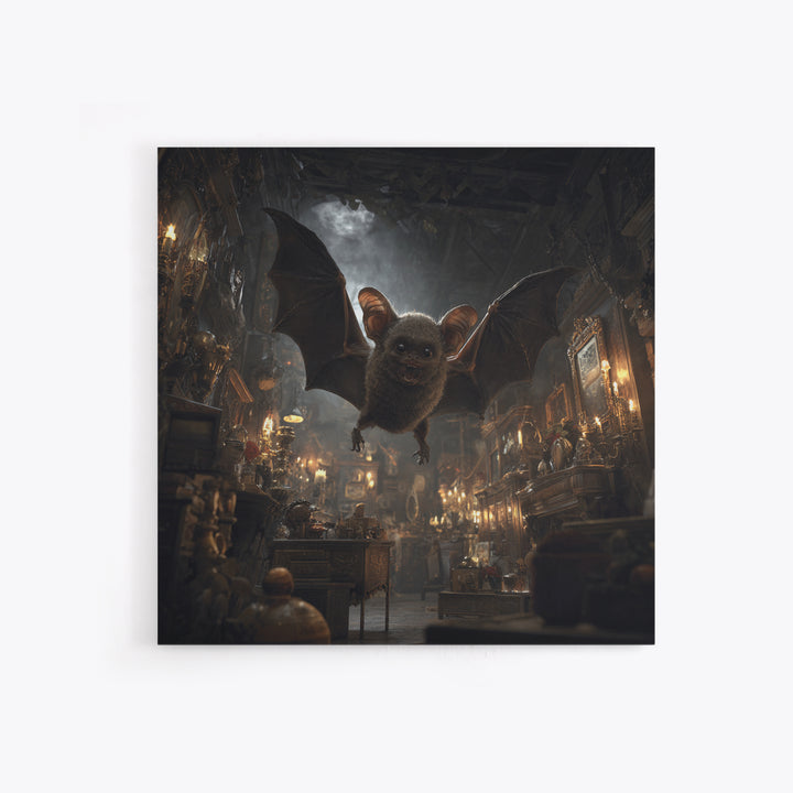 The Bat-Winged Imp, Square Wall Art, Haunted Gothic Art, Framed Canvas Print, Halloween Wall Decor, Gothic Home Decor, Macabre Wall Art