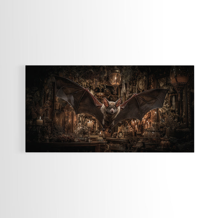 The Bat-Winged Imp, Wide Panoramic Art, Dark Fantasy Wall Art, Canvas Print, Halloween Wall Decor, Gothic Home Decor, Halloween Decor