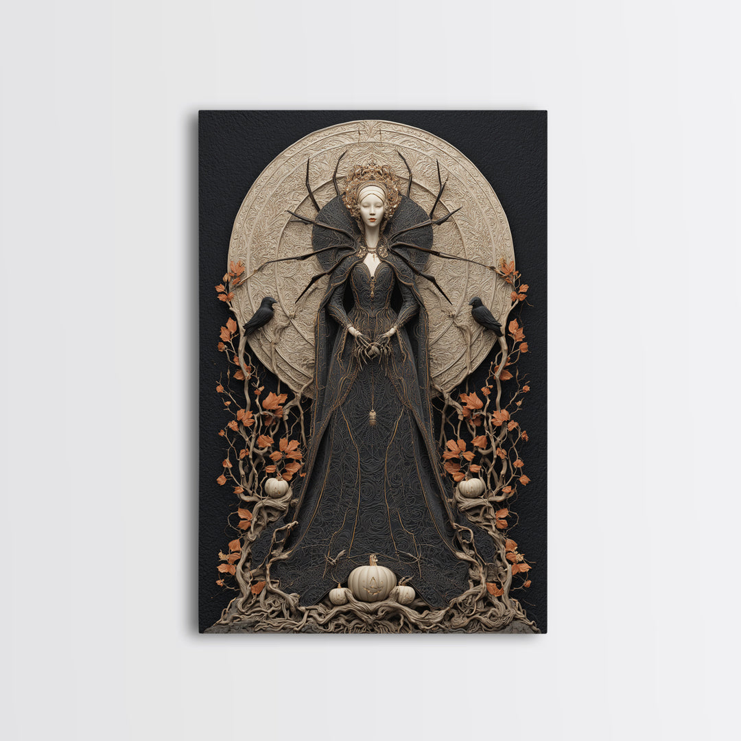The Spider Queen, Vertical Wall Art, Dark Fantasy Wall Art, Canvas Print, Halloween Wall Decor, Gothic Home Decor, Dark Fantasy Art