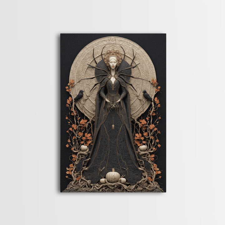 The Spider Queen, Vertical Wall Art, Dark Fantasy Wall Art, Canvas Print, Halloween Wall Decor, Gothic Home Decor, Dark Fantasy Art
