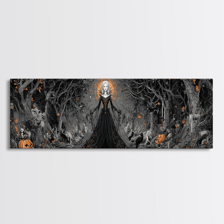 The Spider Queen, Extra Wide Wall Art, Macabre Wall Art, Framed Canvas Print, Halloween Wall Decor, Gothic Home Decor, Spooky Wall Decor
