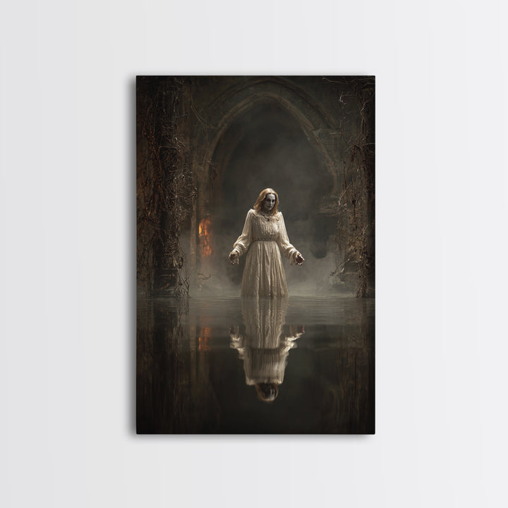 The Lake Phantom, Vertical Wall Art, Spooky Home Decor, Canvas Print, Halloween Wall Decor, Gothic Home Decor, Dark Fantasy Art