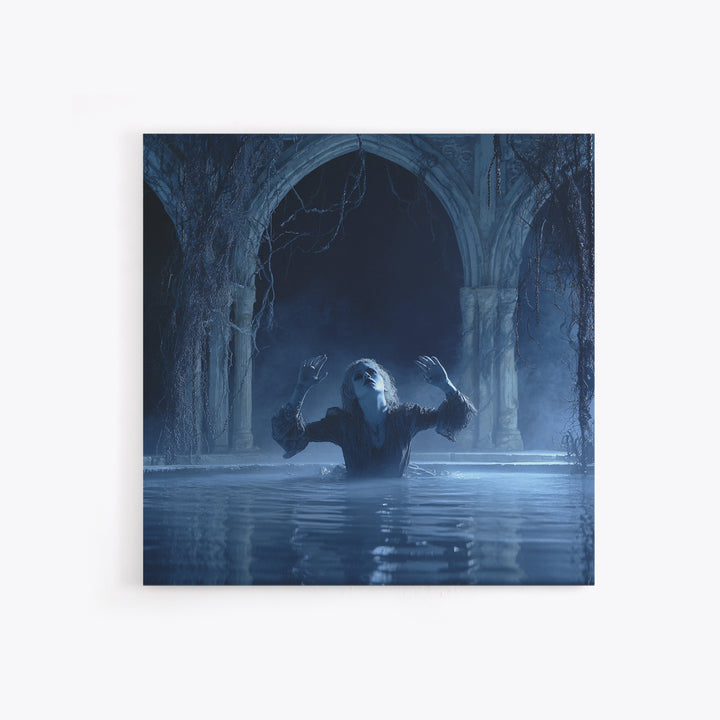 The Lake Phantom, Square Wall Art, Dark Fantasy Wall Art, Canvas Print, Halloween Wall Decor, Gothic Home Decor, Dark Fantasy Art