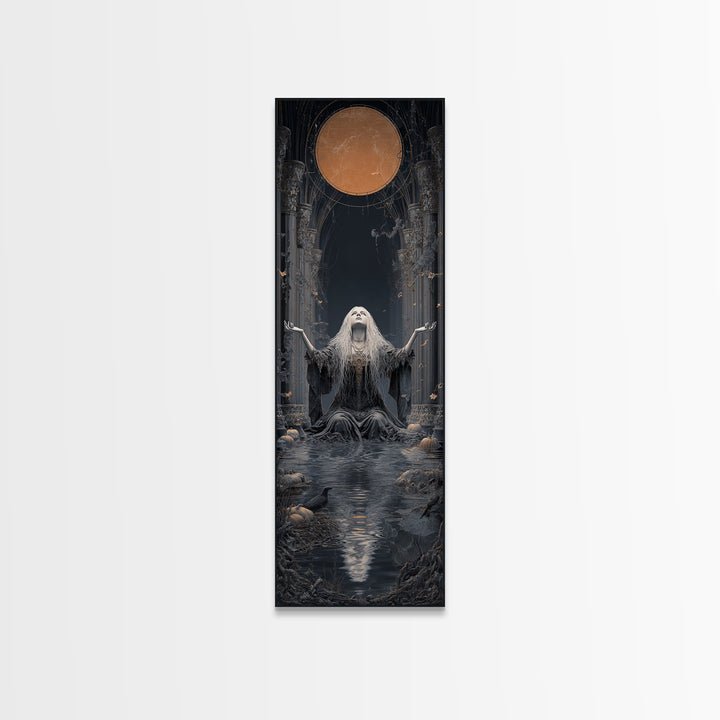 The Lake Phantom, Tall Narrow Wall Art, Dark Halloween Decor, Canvas Print, Halloween Wall Decor, Gothic Home Decor, Spooky Wall Decor