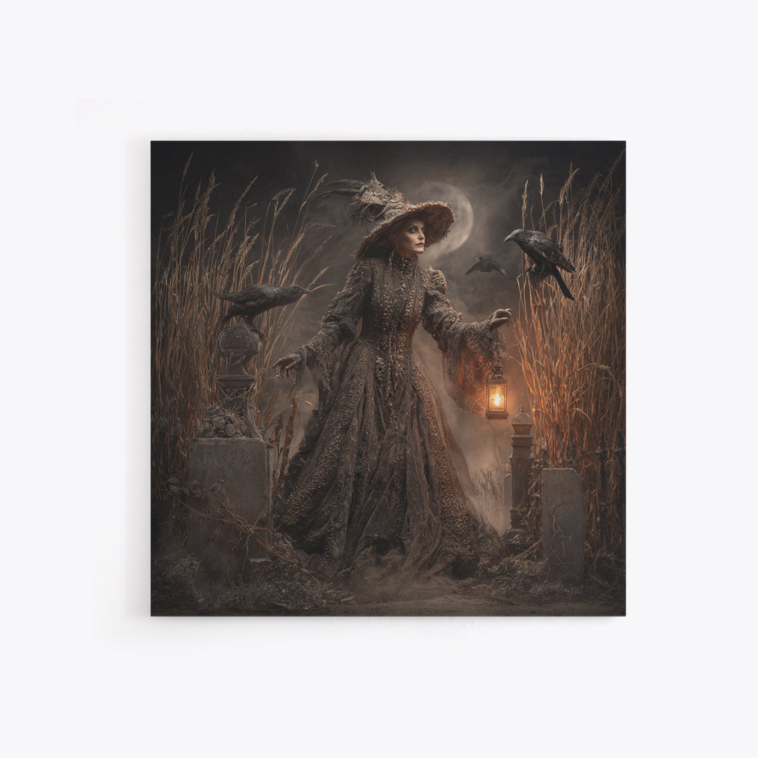 The Salt-Marsh Witch, Square Wall Art, Spooky Home Decor, Canvas Print, Halloween Wall Decor, Gothic Home Decor, Halloween Wall Art