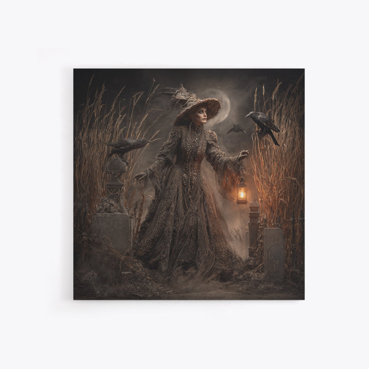 The Salt-Marsh Witch, Square Wall Art, Spooky Home Decor, Canvas Print, Halloween Wall Decor, Gothic Home Decor, Halloween Wall Art