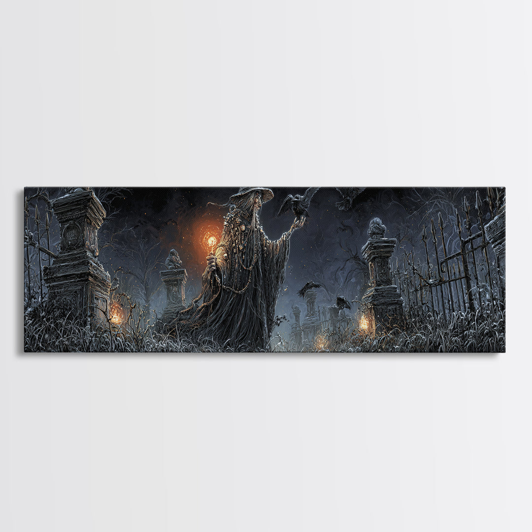 The Salt-Marsh Witch, Extra Wide Wall Art, Haunted Gothic Art, Framed Canvas Print, Halloween Wall Decor, Gothic Home Decor, Halloween Decor