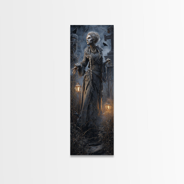 The Salt-Marsh Witch, Tall Narrow Wall Art, Macabre Wall Art, Framed Canvas Print, Halloween Wall Decor, Gothic Home Decor, Horror Wall Art