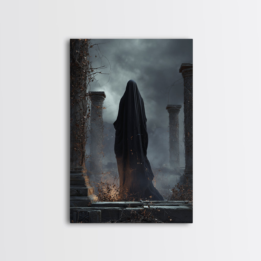 The Stone-Circle Spirit, Vertical Wall Art, Spooky Home Decor, Canvas Print, Halloween Wall Decor, Gothic Home Decor, Dark Fantasy Art