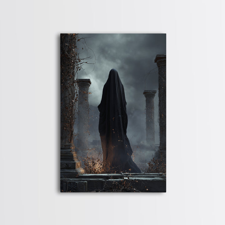 The Stone-Circle Spirit, Vertical Wall Art, Spooky Home Decor, Canvas Print, Halloween Wall Decor, Gothic Home Decor, Dark Fantasy Art