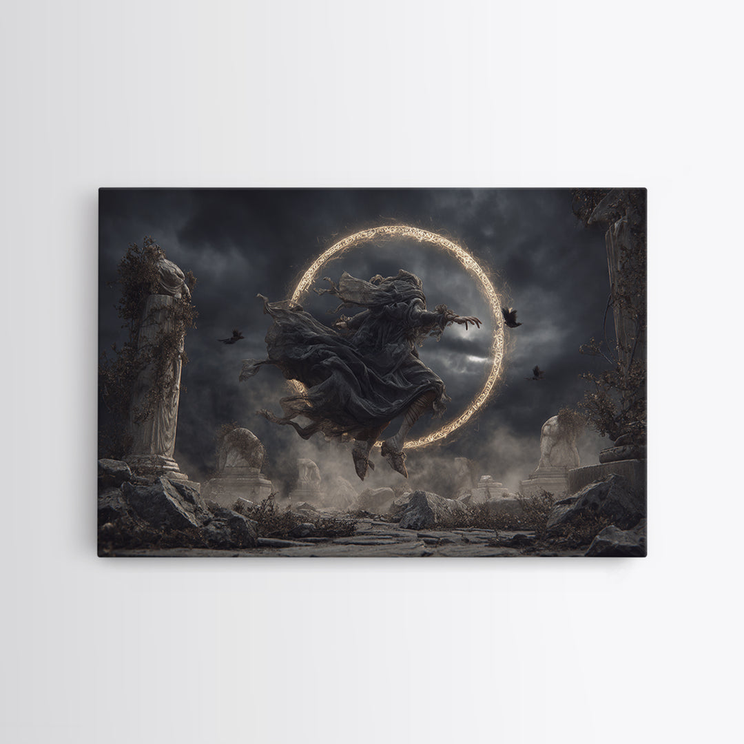 The Stone-Circle Spirit, Landscape Wall Art, Dark Fantasy Wall Art, Canvas Print, Halloween Wall Decor, Gothic Home Decor