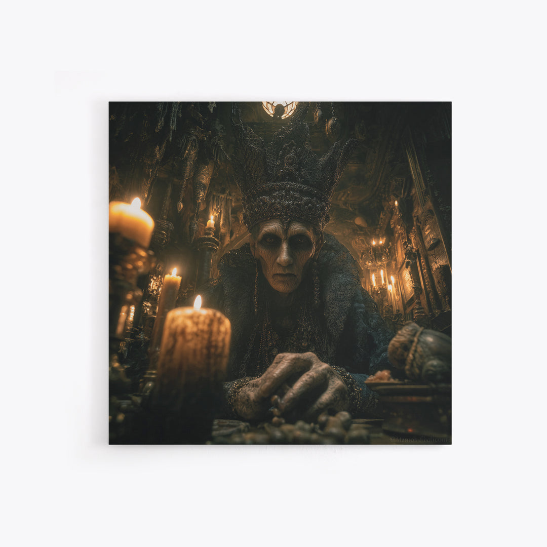 The Cave Oracle, Square Wall Art, Macabre Wall Art, Framed Canvas Print, Halloween Wall Decor, Gothic Home Decor, Spooky Wall Decor