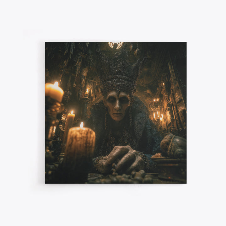 The Cave Oracle, Square Wall Art, Macabre Wall Art, Framed Canvas Print, Halloween Wall Decor, Gothic Home Decor, Spooky Wall Decor