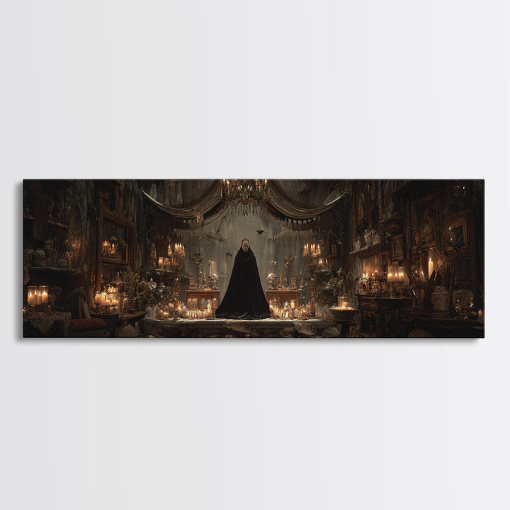 The Cave Oracle, Extra Wide Wall Art, Macabre Wall Art, Framed Canvas Print, Halloween Wall Decor, Gothic Home Decor, Halloween Decor