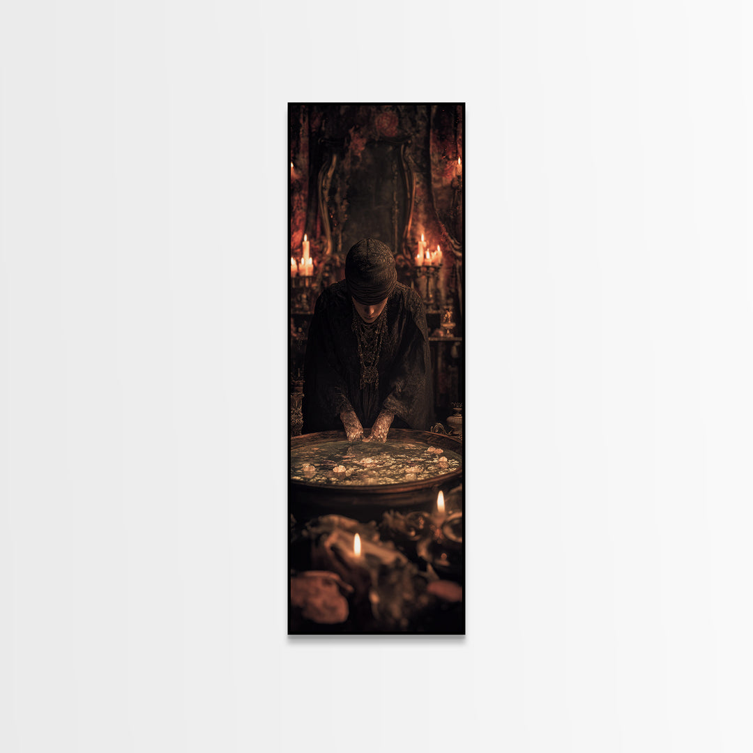 The Cave Oracle, Tall Narrow Wall Art, Dark Halloween Decor, Canvas Print, Halloween Wall Decor, Gothic Home Decor, Collectible Wall Decor