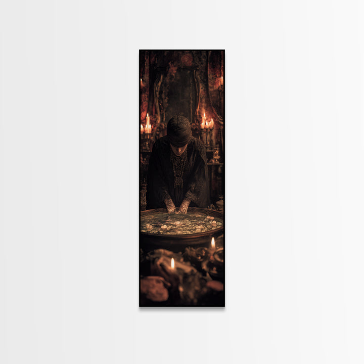 The Cave Oracle, Tall Narrow Wall Art, Dark Halloween Decor, Canvas Print, Halloween Wall Decor, Gothic Home Decor, Collectible Wall Decor